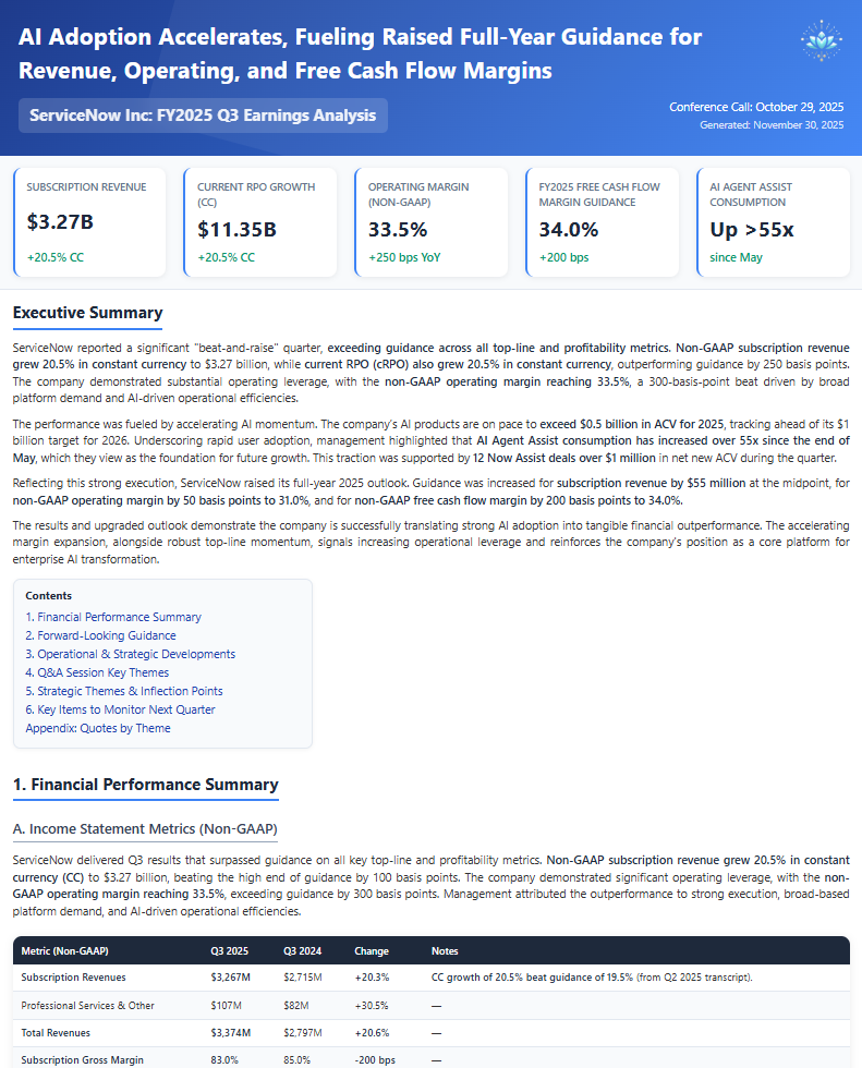 DFin research report preview for ServiceNow earnings analysis